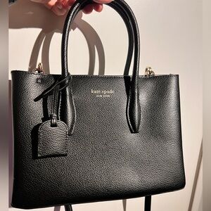 kate spade Black Pebbled Leather Double-Handle Satchel